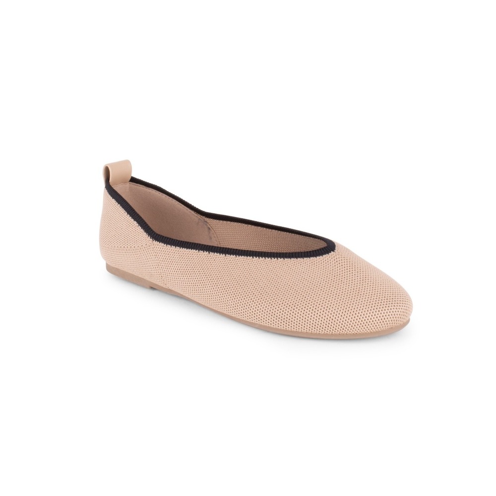 Danskin Soulful Tan Knit Ballet Flats Pointed Toe Memory Foam Vegan Womens 7.5